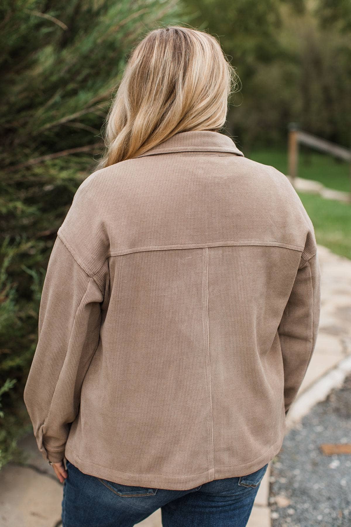Autumn Romance Button Up Corduroy Jacket- Mocha