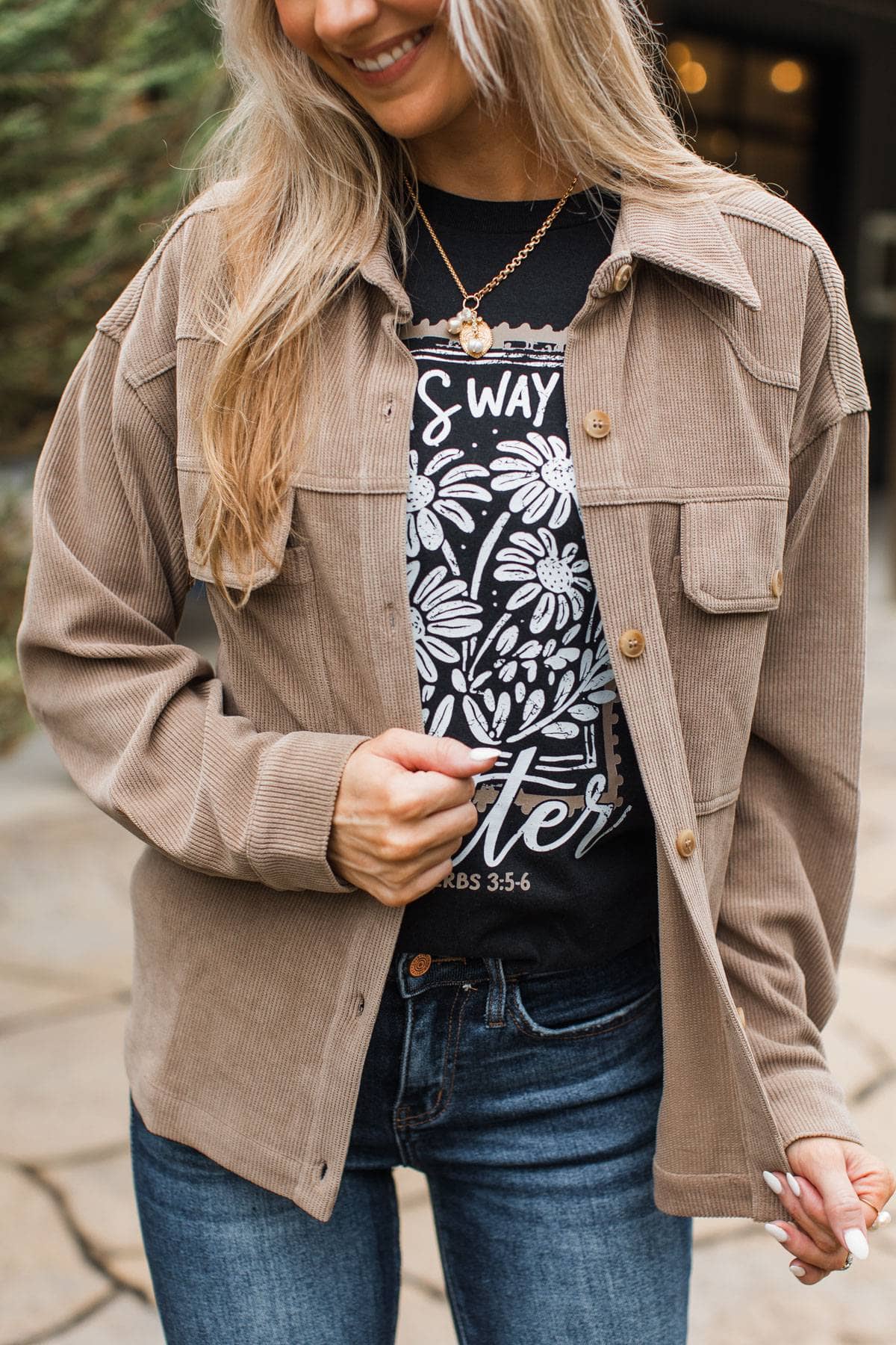 Autumn Romance Button Up Corduroy Jacket- Mocha