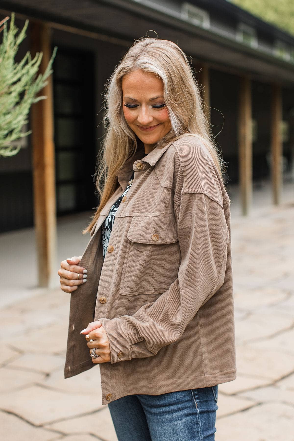 Autumn Romance Button Up Corduroy Jacket- Mocha