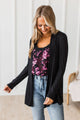 My Best Self Open Front Cardigan- Black