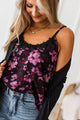 Elegance In Simplicity Floral Tank Top- Black & Magenta