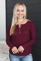 Greatness Awaits Waffle Knit Top- Burgundy