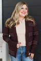 Keep In Mind Stitch Stripe Cardigan- Fig