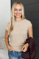 Sweet Surprise Ribbed Top- Oatmeal