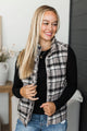 For You Always Plaid Puffer Vest- Grey & Black