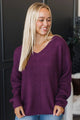 Inspiring Love V-Neck Sweater- Eggplant