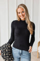 Fully Dedicated Long Sleeve Ribbed Top- Black