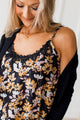 Elegance In Simplicity Floral Tank Top- Black & Marigold