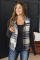 For You Always Plaid Puffer Vest- Navy & White