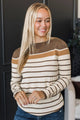 Can't Stay Away Striped Sweater- Brown & Camel