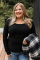Play With My Heart Ruched Top- Black