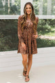 Darling Romance Floral Velvet Dress- Brown