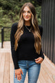 Stay The Course Long Sleeve Top- Black