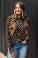 Untamed Heart Leopard Print Sweater- Dark Mocha