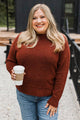Creating My Happiness Knit Sweater- Dark Rust