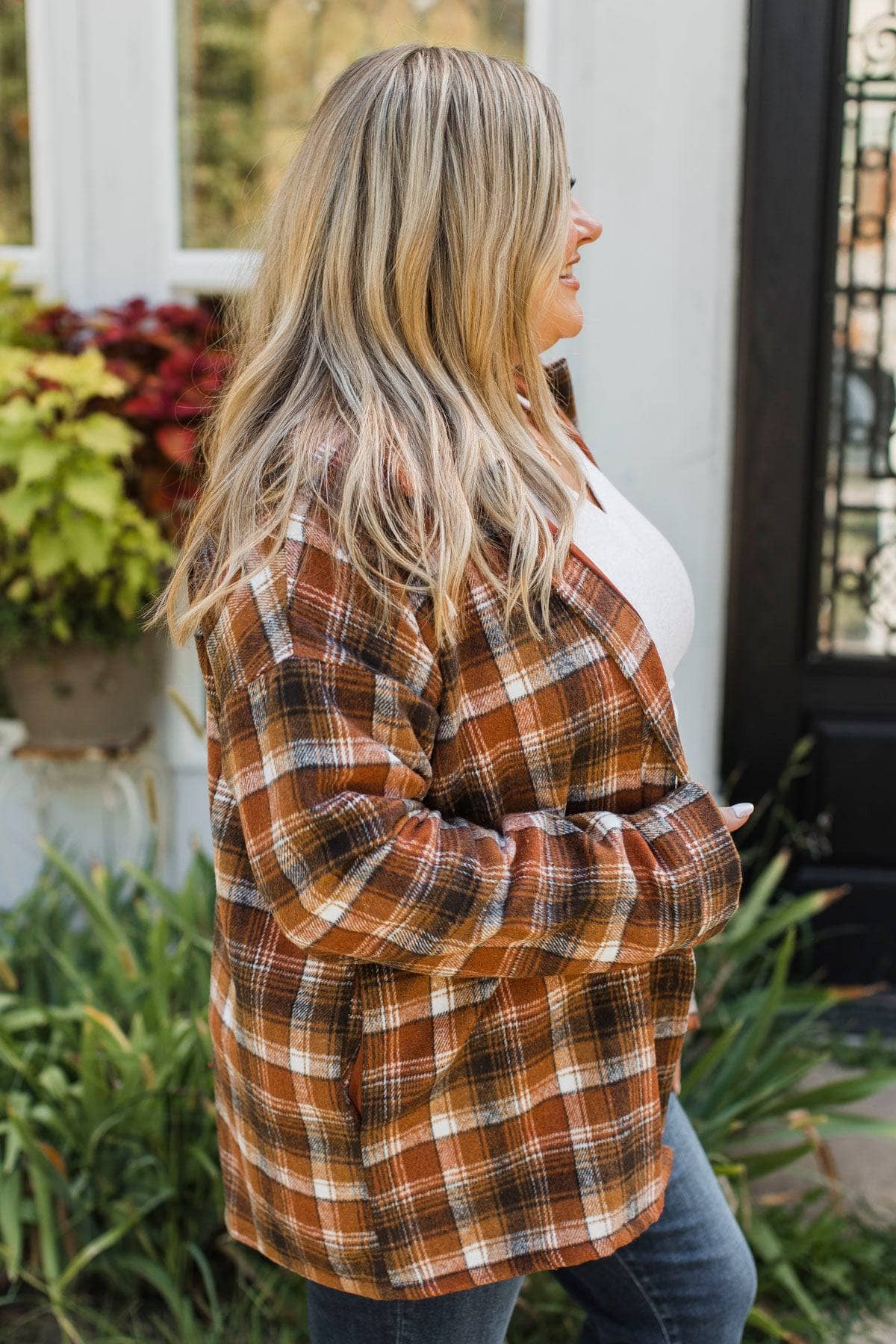 Campfire Nights Plaid Jacket- Copper