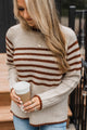 Anything Goes Striped Knit Sweater- Beige & Copper