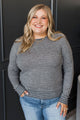 Important Lessons Striped Knit Sweater- Grey