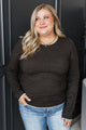 Stay Connected Contrast Knit Sweater- Charcoal