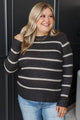Everyday Miracles Striped Knit Sweater- Dark Charcoal