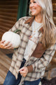 Autumn Evenings Plaid Button Up Top- Wheat