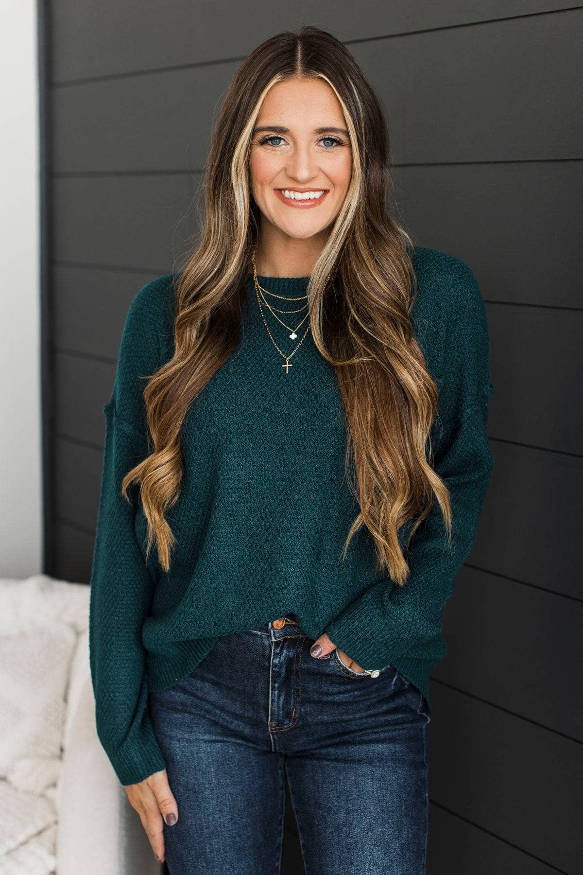You're My Sanctuary Knit Sweater- Dark Teal