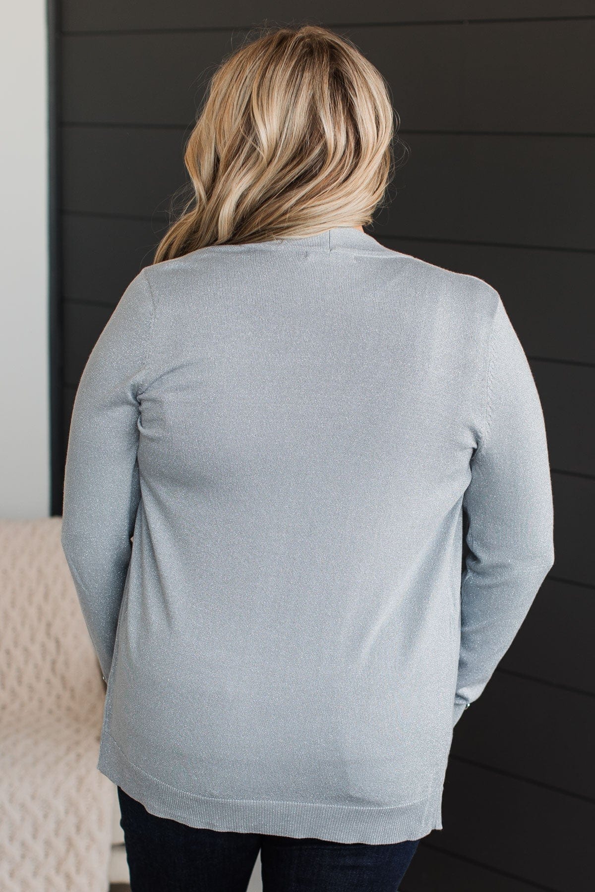Love Without End Lurex Knit Cardigan- Silver