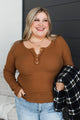 Greatness Awaits Waffle Knit Top- Orange Rust