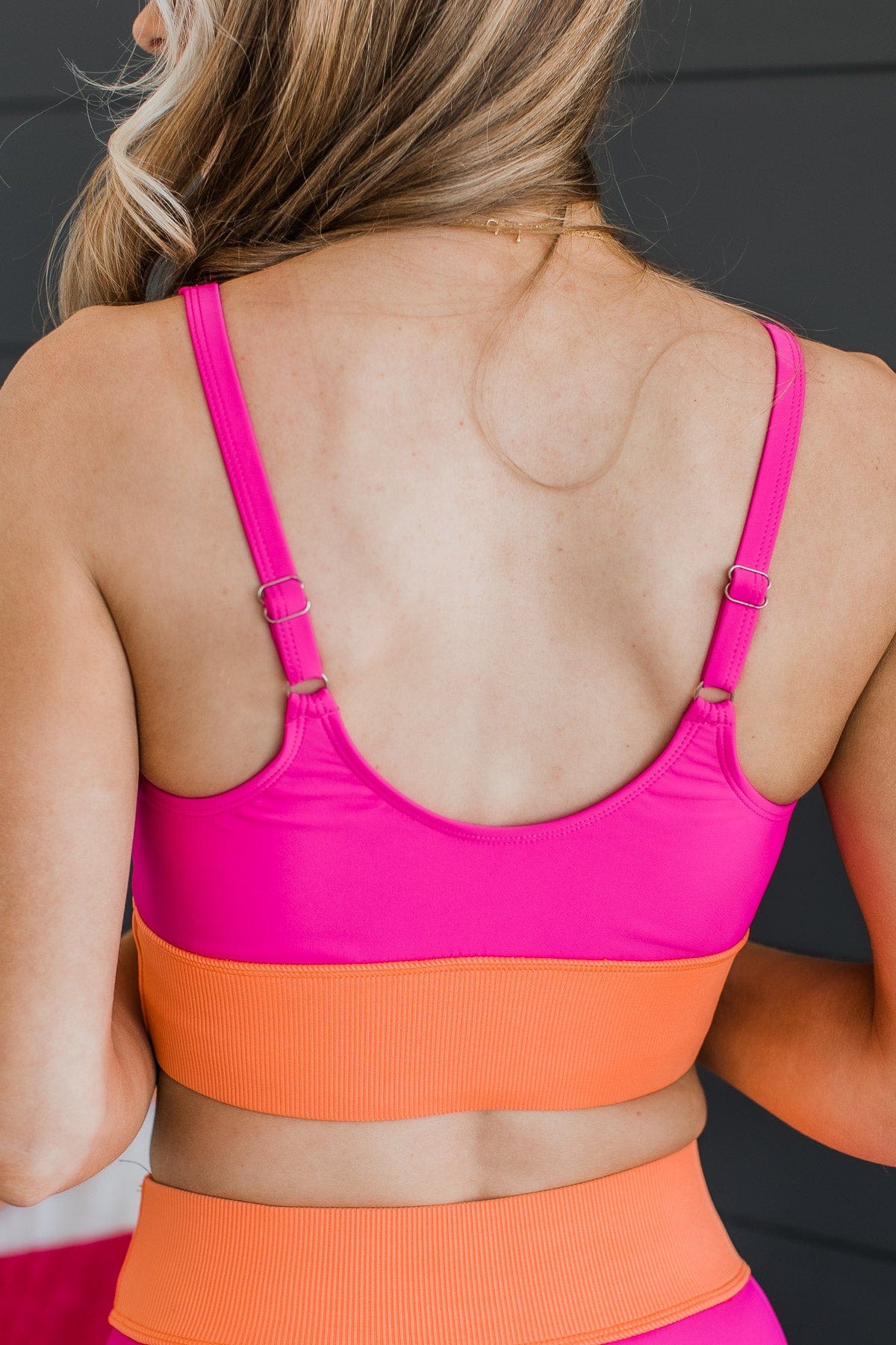 Kissed By The Sun Bikini Swim Top- Hot Pink & Orange