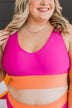 Kissed By The Sun Bikini Swim Top- Hot Pink & Orange
