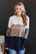 Ready To Impress Hooded Top- Taupe & Navy
