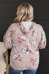 Perfectly Sweet Hooded Floral Top- Taupe