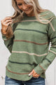 Nobody But Us Striped Sweater- Olive