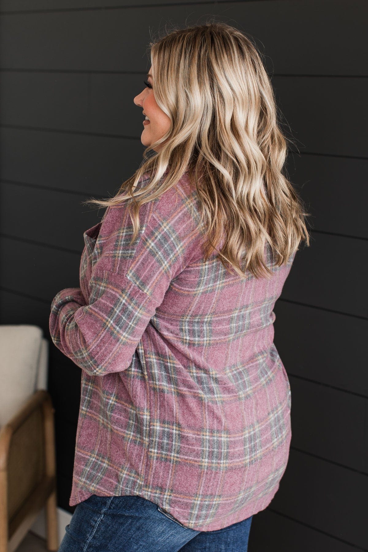 All In Plaid Button Top- Vintage Red
