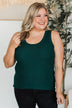 Worth A Shot Ribbed Knit Tank Top- Forest Green