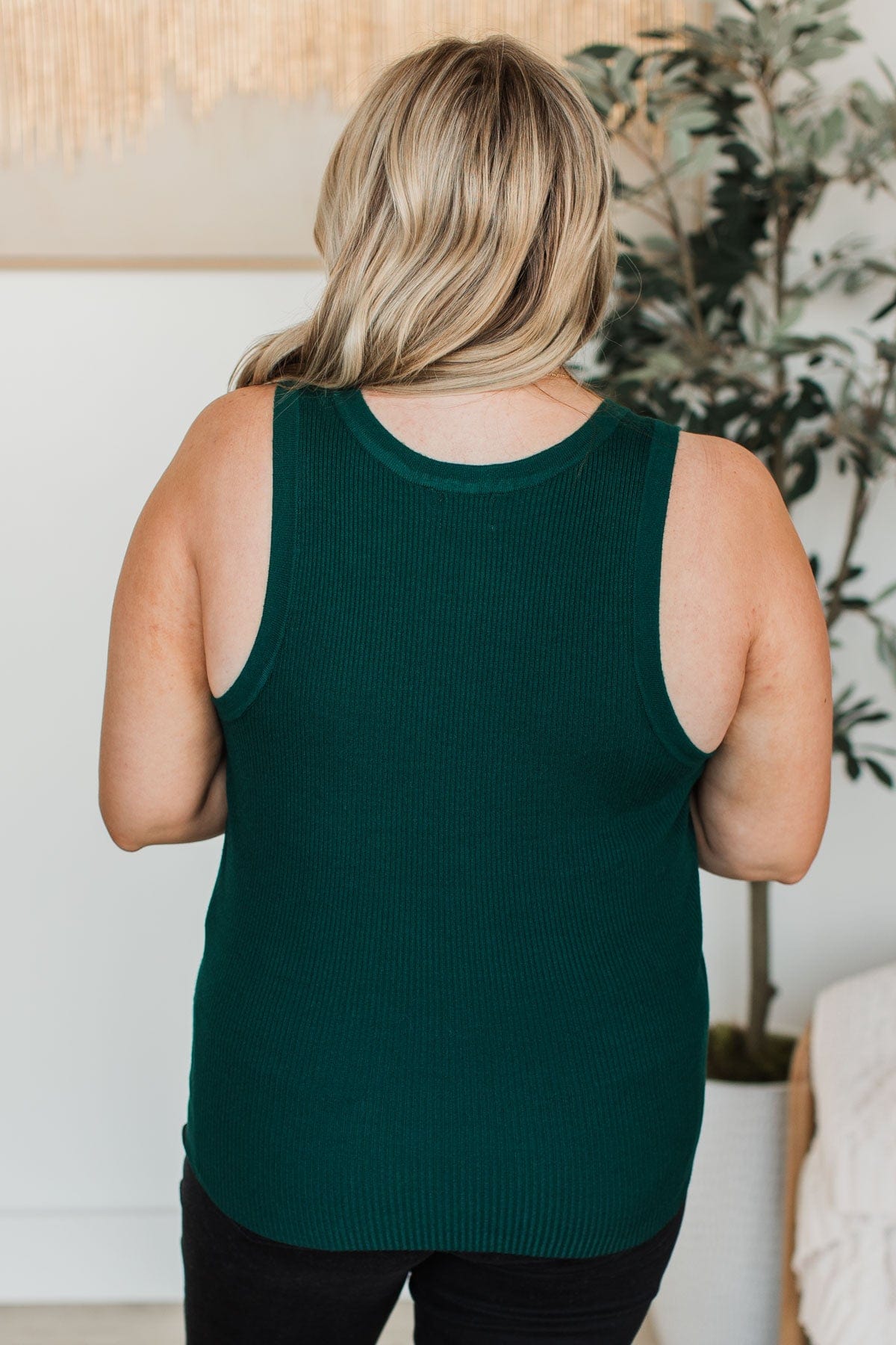 Worth A Shot Ribbed Knit Tank Top- Forest Green