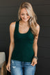 Worth A Shot Ribbed Knit Tank Top- Forest Green