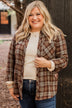 Big Expectations Plaid Button Top- Brown