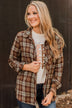 Big Expectations Plaid Button Top- Brown