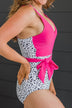 Beach Party One-Piece Swimsuit- Pink & Off-White Dalmatian