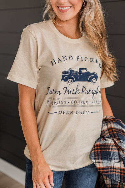 Multicolor FARM FRESH PUMPKINS Graphic Bleached Top main image 0