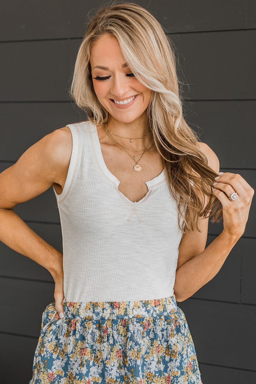 Embrace Your Love V-Neck Tank- Ivory