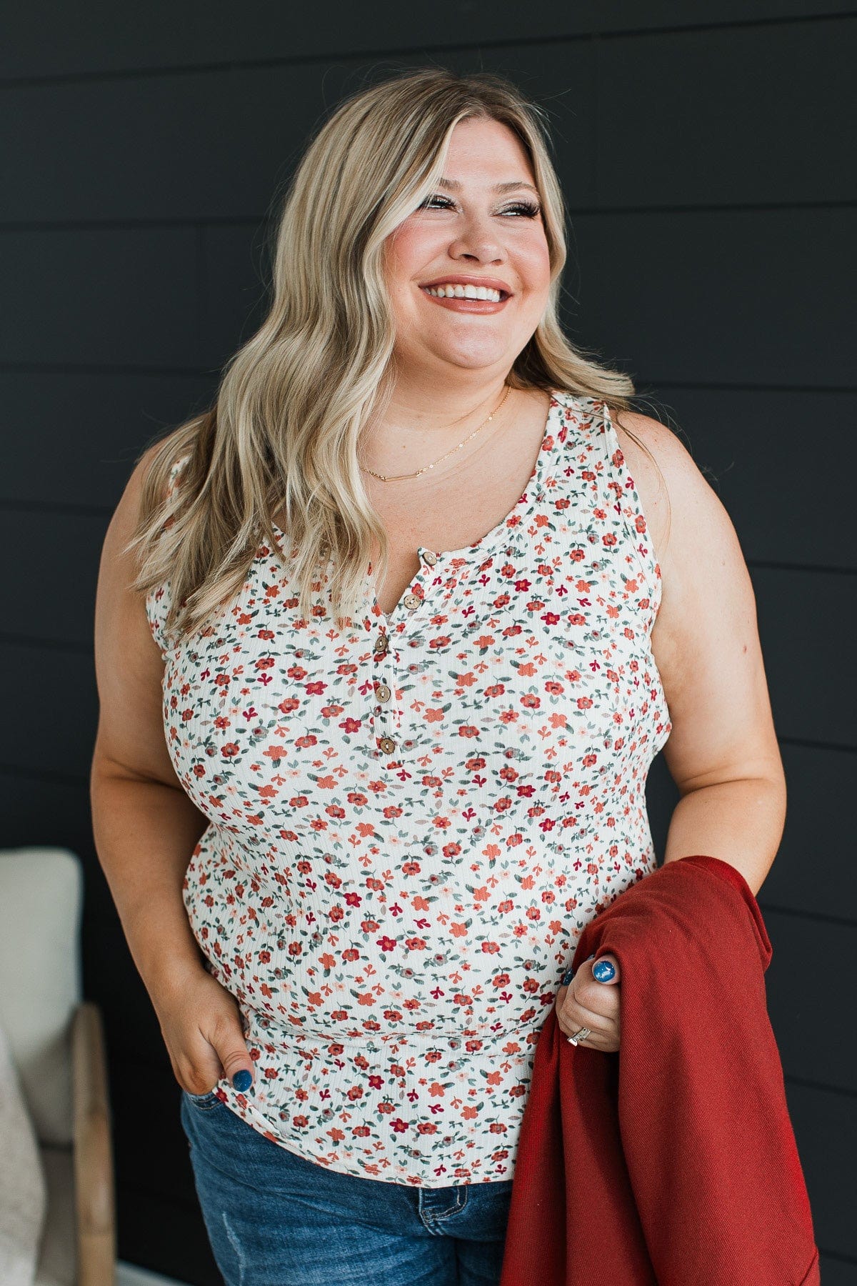 All About Love Floral Tank Top- Ivory & Rust