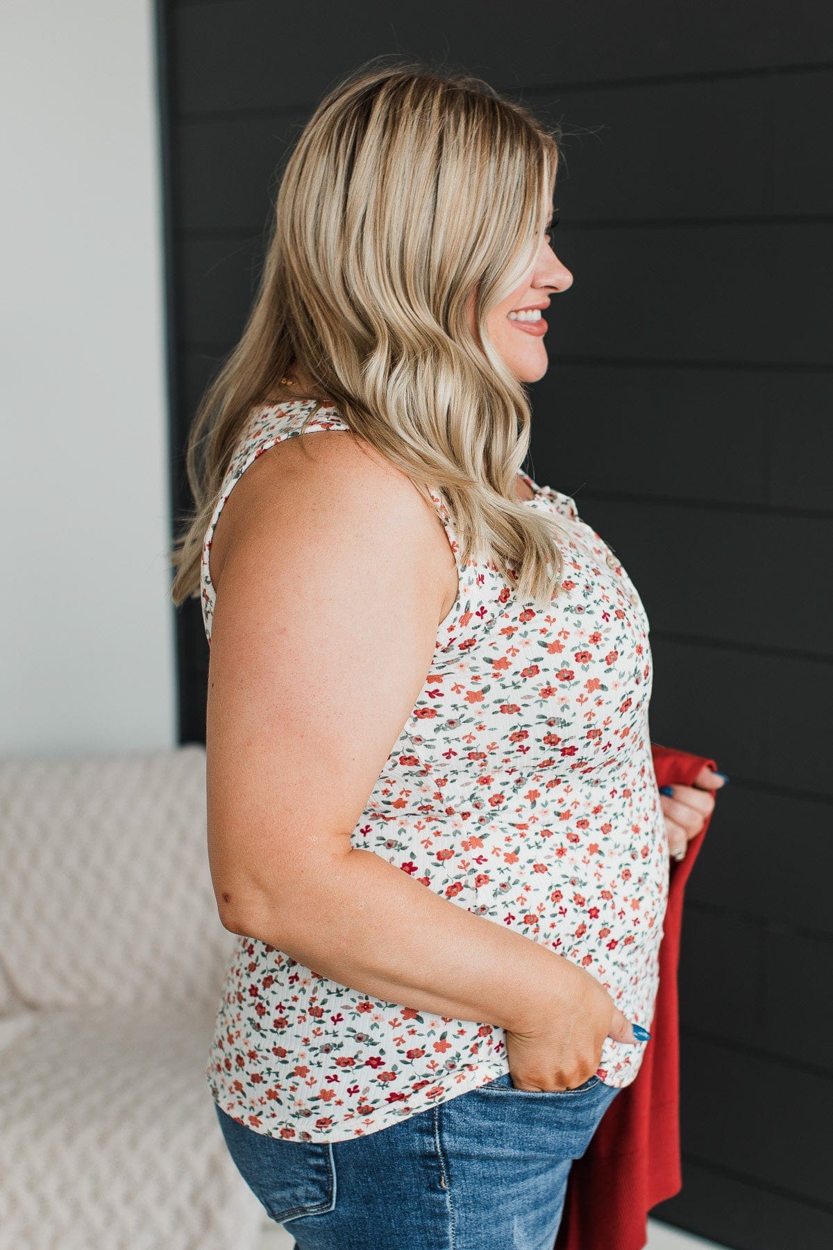 All About Love Floral Tank Top- Ivory & Rust