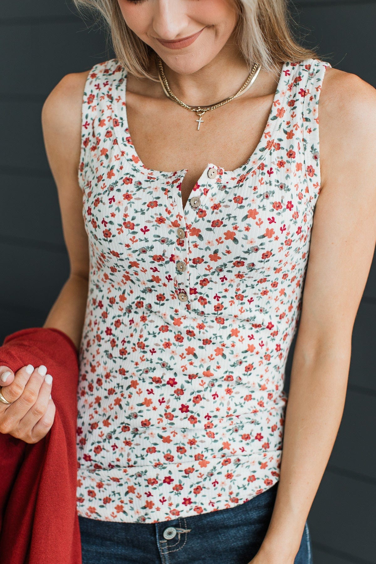 All About Love Floral Tank Top- Ivory & Rust