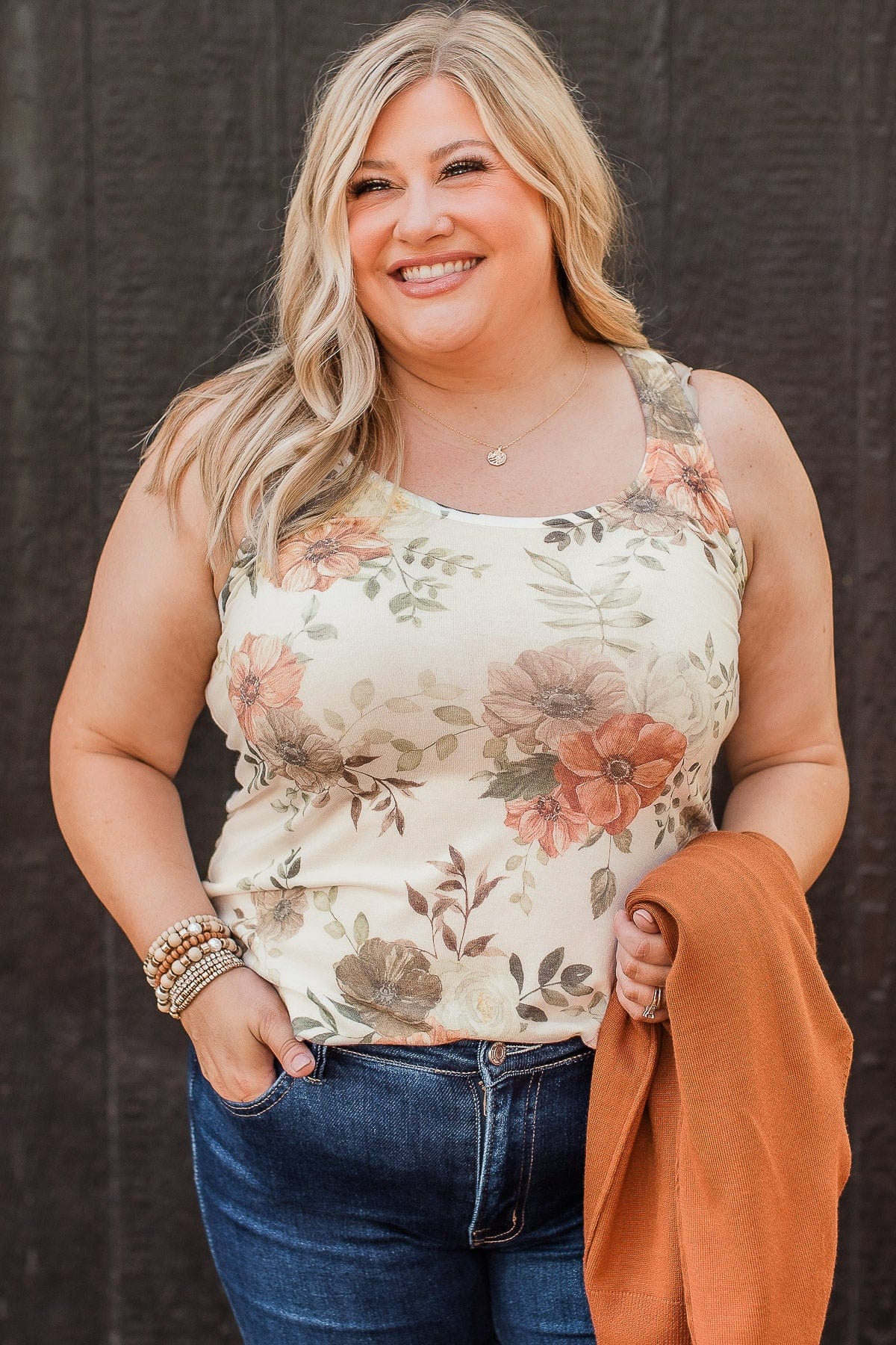 After Your Heart Floral Tank Top- Ivory