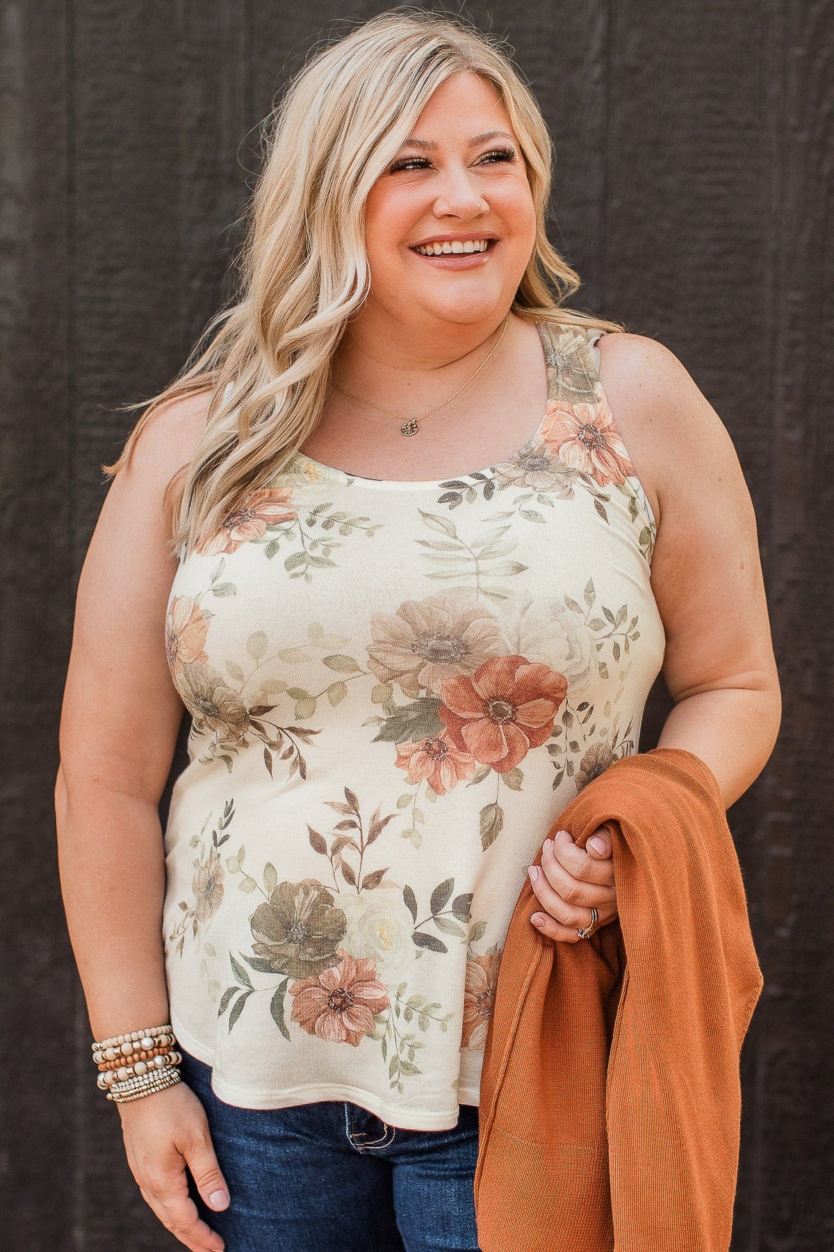 After Your Heart Floral Tank Top- Ivory