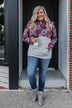 Aztec Quilted Drawstring Hoodie- Grey, Pink, & Purple Tones