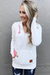 Quilted Half-Zip Ampersand Hoodie- White & Coral