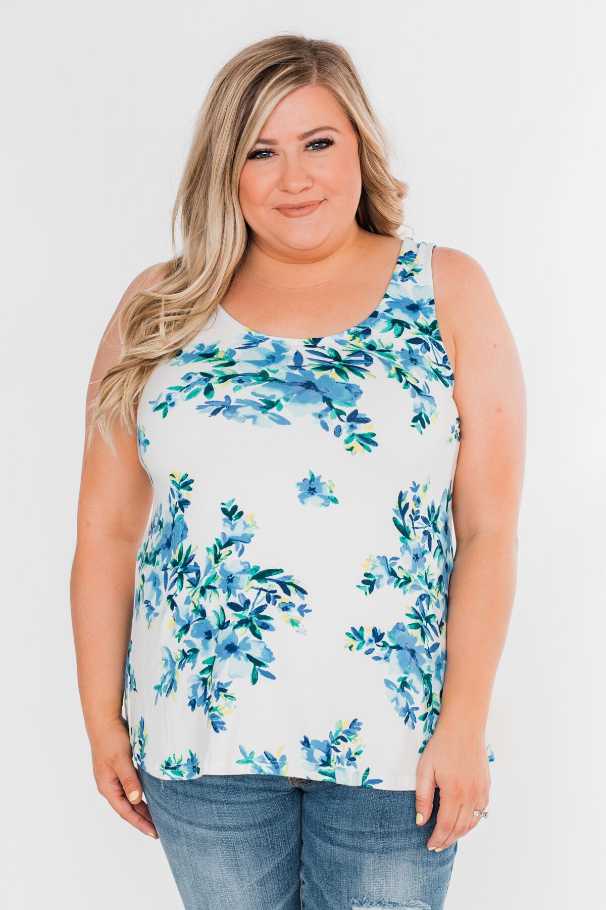 Escape To The Garden Floral Tank Top- Ivory